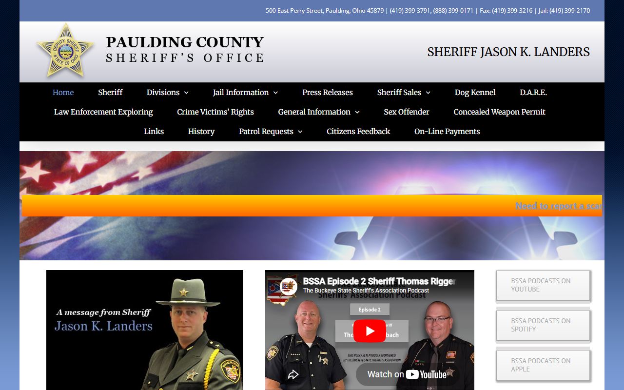 Paulding County Jail sheriff home page jail information menu